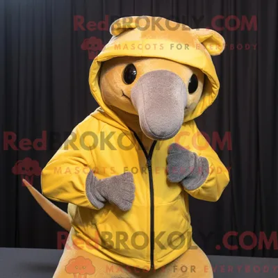 Obrázek produktu pro Postava REDBROKOLY maskota žlutého pásovce oblečeného s mikinou a barety
