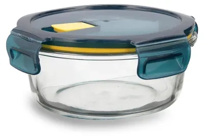 Runde Glas-Lunchbox 620 ml, luftdicht, mikrowellengeeignet, mehrfarbig