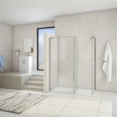 Produktbild von B.140x30cm H.200cm Duschabtrennung Walk in 8mm Nano Glas Badezimmer Duschwand mit Flipper Panel 40x200cm