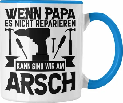 Produktbild von Trendation - Papa Geschenk Tasse Vatertag Wenn Papa Es Nicht Reparieren Kann Geschenkidee Bester Papa Vater (Blau)