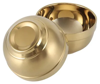 Edelstahl-Schüsseln, Set mit 2, doppelwandig, 600 ml, 14 cm, gold