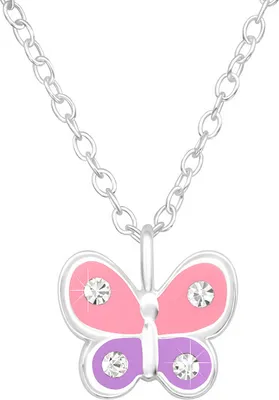Produktbild von Kette Kinder Silber 925: Mädchen Halskette mit Anhänger Schmetterling (Butterfly)