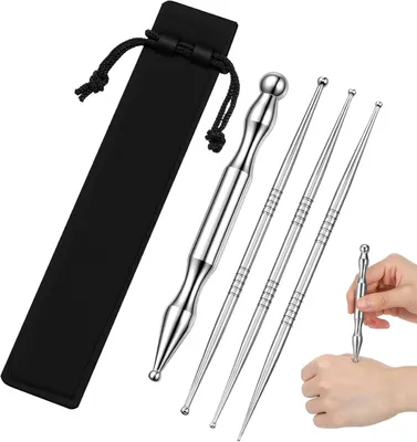 Produktbild von Akupunkturstift 4 Stücke, Edelstahl, doppelseitig, für Gesichtsmassage