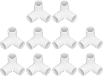 Zdjęcie produktu dla 10 sztuk 3-drożnych łączników rurowych, tworzywo PVC, trójnik prostokątny, średnica wewnętrzna 20 mm, biały