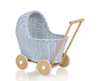 Produktbild von Puppenwagen aus Korbgeflecht - blau