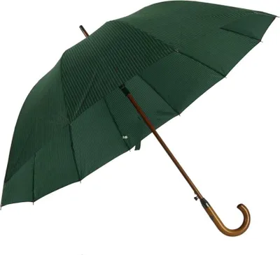 Image de Parapluie avec poignée en bois ø114 cm - Parapluie, motif à pois, ouverture automatique vert foncé