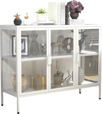 Immagine prodotto di Vetrina in piedi | Vetro con vetro di sicurezza ESG | Dimensioni ca.  H. 80 x W. 100 x D. 35 cm | Vetro espositore per stand | Moderno e salvaspazio | Espositore in vetro – Floka L