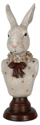 Produktbild von Clayre & Eef Dekorationsfigur Kaninchen 13x12x39 cm Grau Kunststoff