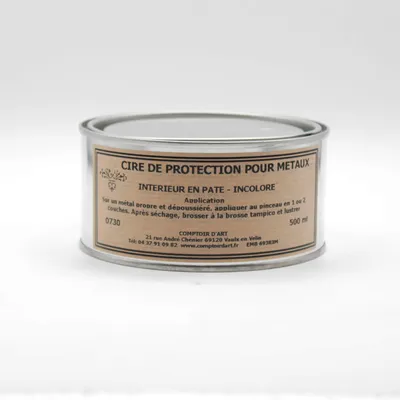 Image de Comptoir D'Art - Cire de Protection Incolore (0730) Pour Métaux - Protection Antioxydation - Finition Satinée Transparente (500mL)