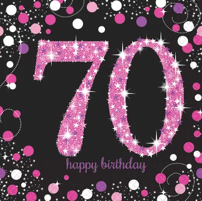 Produktbild von 16 Pink 70th Birthday Servietten 33cm