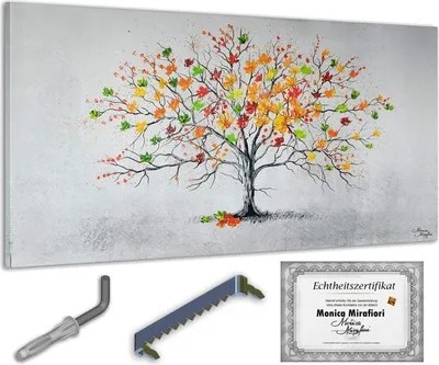 Produktbild von Monica Mirafiori I 100% HANDGEMALT I Gemälde "Bunter Baum" 100x50cm | Gemälde Handgemalt | Acrylgemälde | Sehr Großes Acrylbild I Moderne Kunst I Kunstbilder