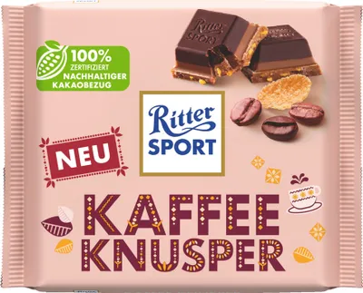 Produktbild von Ritter Sport Kaffee Knusper Halbbitterschokolade Kakao Kaffee 100g
