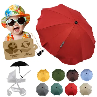 Produktbild von BAMBINIWELT Sonnenschirm für Kinderwagen Ø68cm UV-Schutz50+ Schirm Sonnensegel Sonnenschutz MELIERT rot