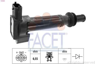 Produktbild von FACET 9.6520 Zündspule passend für PEUGEOT 2008 Kombi (CU) 208 I Schrägheck (CA, CC) 3008 SUV (M) 308 SW II für CITROËN BERLINGO (B9)