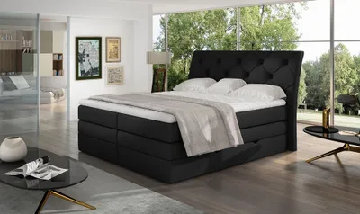 Produktbild von Mirabel Boxspringbett 140 - 180 cm; Schwarz (Webstoff), Liegefläche:160 x 200 cm