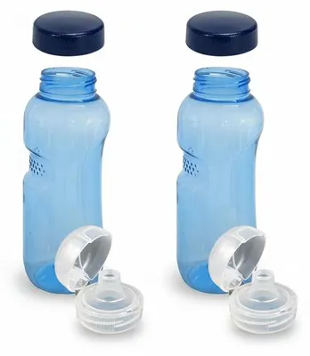 Produktbild von 2x Original Kavodrink Tritan Trinkflasche 0,5 L Wasserflasche BPA frei + 2x Trinkdeckel Flip Top