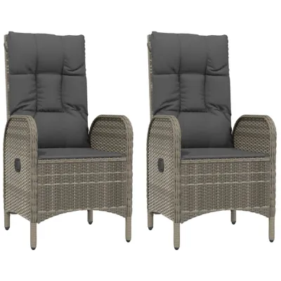 Image de vidaXL Chaises de jardin 2 pcs. Poly rotin gris