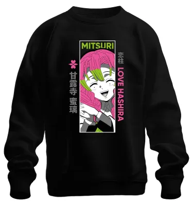 Imagen del producto de Sudadera con capucha, estilo "pullover", diseño de Mitsuri Love, personaje de la serie "Demon Slayer", ideal como regalo para fans del anime y la cultura "otaku", diseño "kawaii", uni, color , talla L
