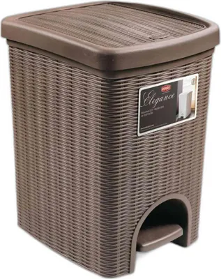 Produktbild von Stefanplast Abfallbehälter klein 20 lt. mit Pedal für Schreibtisch Küche Badezimmer Rutschfester Mülleimer Taupe 31 × 27,5 × 39h cm