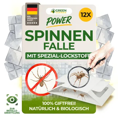 Produktbild von Spinnen Klebefalle mit Spezial-Lockstoff – 12x Fallen – Spinnen bekämpfen, Spinnen Falle, Mittel gegen Spinnen, Alternative zu Spinnen Pheromonfallen