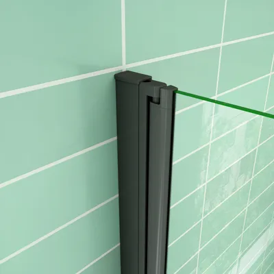 Produktbild von 100X195cm Schwarz Eckeinstieg Duschabtrennung Scharniertür Duschtür Duschwand 6mm Nano+ESG Sicherheitsglas