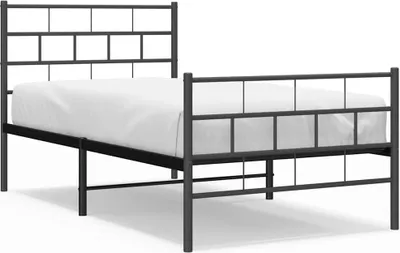 Produktbild von vidaXL Bettgestell mit Kopf- und Fußteil Metall Schwarz 100x200 cm