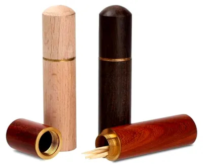 Produktbild von 3er Set tragbare Zahnstocherhalter aus Holz, kleines Etui zur Aufbewahrung von Zahnstochern, praktischer Zahnstocherspender im Taschenformat für kleine Gegenstände