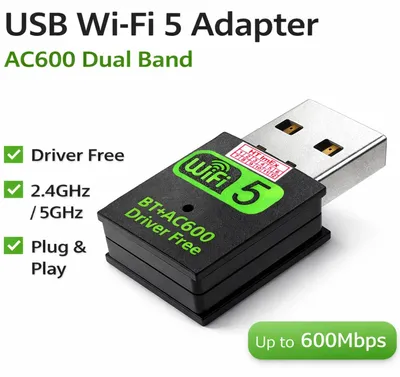 Produktbild von AC600 WiFi 5 USB Adapter WLAN Stick Dual Band 2,4/5GHz mit Bluetooth 4.2 2in1