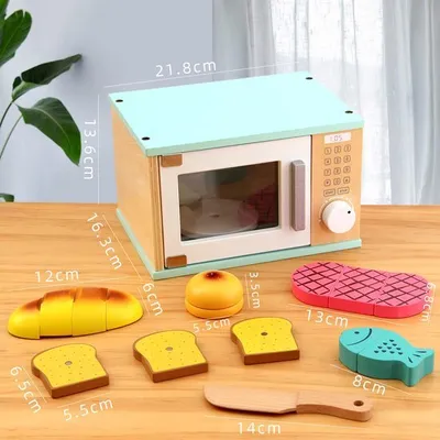 Immagine prodotto di Zoem - Microonde per bambini - Microonde - Giocattolo di legno - Cucina da gioco - Resistente - Legno - Cucina per bambini - Accessori da cucina - Regalo - Compleanno