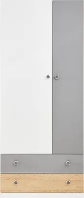 Produktbild von Kinderzimmer Kleiderschrank, 2-türig, Eiche mit weiß und grau PINETO-133
