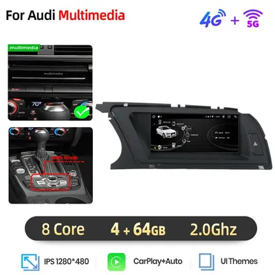 Immagine prodotto di Carplay 8,8" Android 14 6+128G Autoradio GPS Navi WIFI 4G BT per Audi A5 2009-2016 8-Core