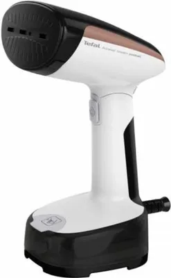A product shot of a handheld garment steamer.