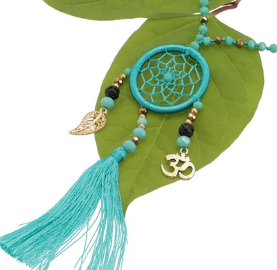 Produktbild von Ethno Kette, Modeschmuck Kette Traumfänger - Türkis, Glasperlen,Messing, Ketten & Modeschmuck für den Hals