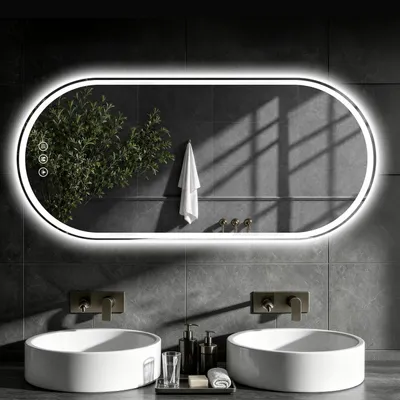 Immagine prodotto di Specchio da bagno illuminato a LED, dimensioni 152x66 cm, antiappannamento, grado di protezione IP65, resistente all'acqua