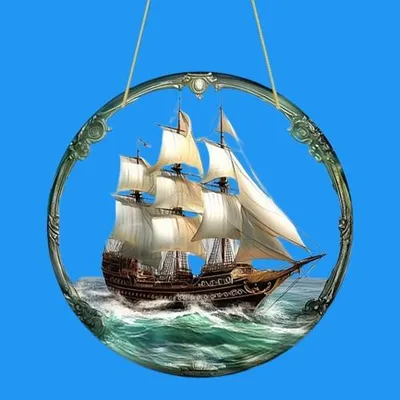 Produktbild von GKA XL Sonnenfänger Segelschiff 20 cm Buntglas Lichtfänger Fensterbild Fenster Fensterschmuck Fensterdeko Schiff Segelboot