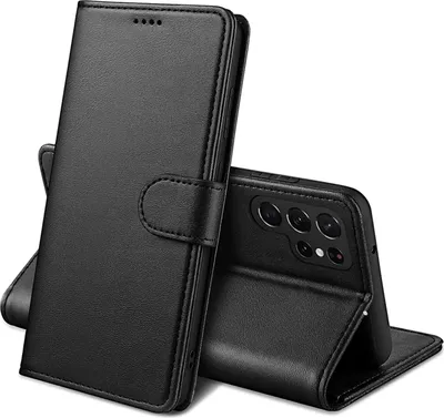 Image de Étui pour Samsung Galaxy S24 ULTRA - Portefeuille noir Rabat Magnétisé Rangement Cartes Étui pour téléphone portable Phonillico®