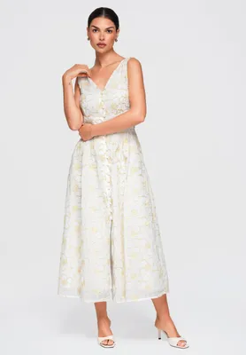 Produktbild von LARICA Kleid Midi V-Ausschnitt Fließend OW-DLR-E0015 white L