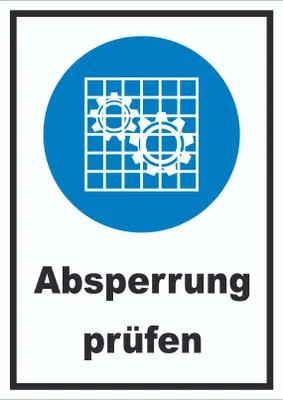 Produktbild von Absperrung prüfen Schild A5 Rückseite selbstklebend