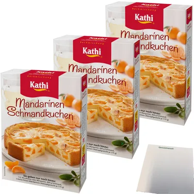 Produktbild von Kathi Backmischung für Mandarinen Schmandkuchen 3er Pack (3x460g Packung) + usy Block