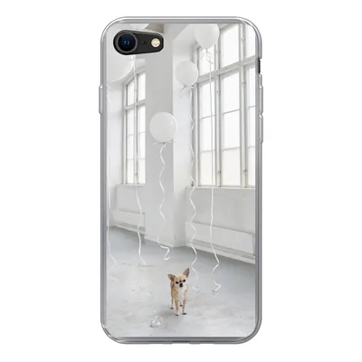 Produktbild von MuchoWow® Handyhülle Schutzhülle Hülle für iPhone SE 2022 Hund - Weiß - Luftballon Silikon Softcase Handy Hülle - Schutzhülle