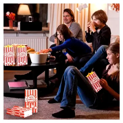 Produktbild von 100 Stück Kleine Popcorntüten, Papiertüten für Snacks in Rot und Weiß gestreift