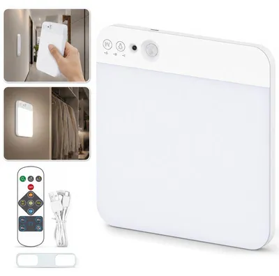 Produktbild von Akku Deckenlampe, 4000mAh Led Deckenlampe mit Bewegungsmelder, 3 Farben, dimmbar, Fernbedienung, Magnet/Kleben, 20cm – für Flur & Treppe