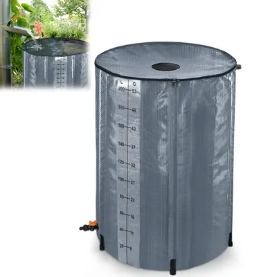 Produktbild von LARS360 200L Regentonne Faltbar Regenwassertonne Regenwasserfass Regenwassertank PVC Wassertank mit Ablassventil -Anthrazit mit Messskala