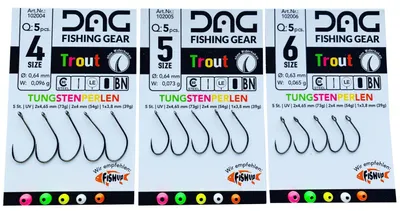 Produktbild von DAG Trout Haken mit Tungstenperle - 5 Forellenhaken, Größe:4