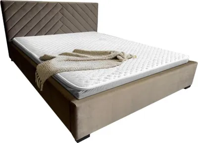 Produktbild von Polsterbett TODI 180x200 Hellbraun Samt Bettkasten Metallrahmen Gasdruckfede