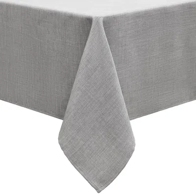 Produktbild von Tischdecke in Leinenoptik, waschbar, Lotusmuster, rechteckig, 140 x 300 cm, Leinen, wasserabweisend, fleckenabweisend, hellgrau