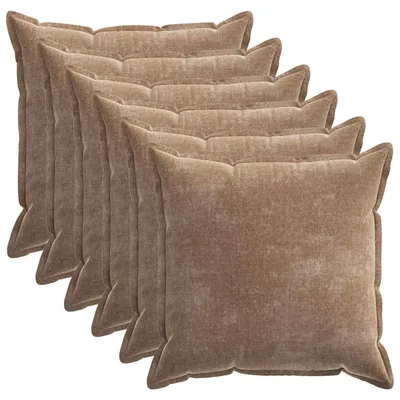 Obrázok produktu pre vidaXL Vankúšový poťah, 6 ks, HOUTEN, hnedý, 55 x 55 cm, materiál: velúrová tkanina