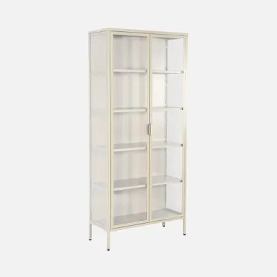 Immagine prodotto di Credenza in acciaio e vetro temperato 2 porte, 180cm, Beige