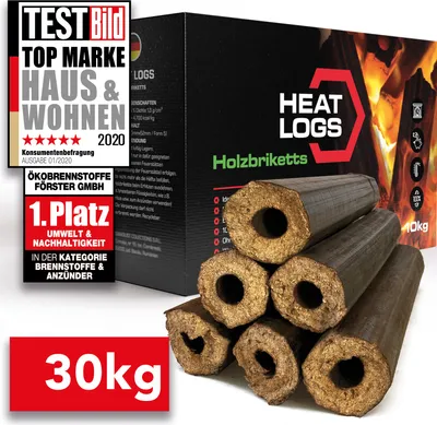 Produktbild von Holzbriketts Buche Pini&Kay Briketts 30kg mit hoher Heizleistung - Buchenholz Kaminbriketts HeatLogs HOLZBRX