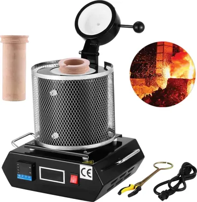 Goldschmelzofen - Digitaler Elektroschmelzofen - Leistung 1350 W - Max. Temperatur 1150 °C - Keramiktiegel 3 kg - Für Gold, Silber, Aluminium - Zum Gießen & Raffinieren